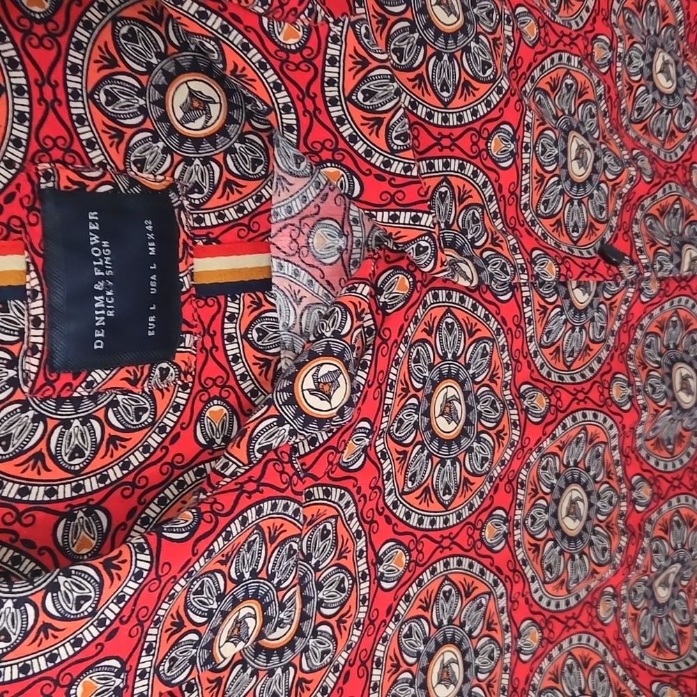 Denim & Flower Red Patterned Shirt - Picture 5 of 10